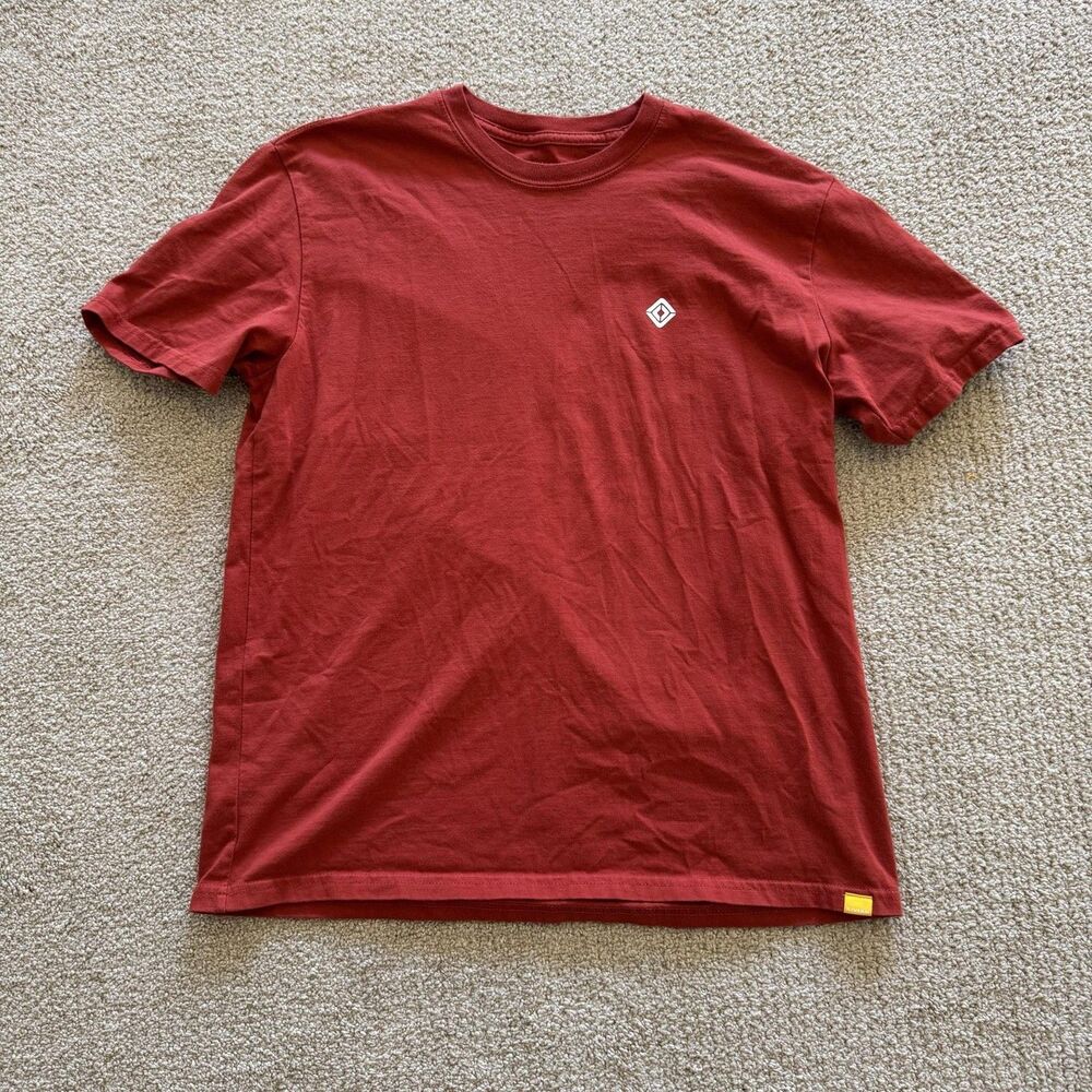 Rivian Shirt Mens Medium Red Organic Cotton Logo Crew Neck Tee Tagless USA
